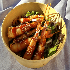 Langostinos crujientes al kimchi