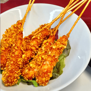 Langostinos crujientes al curry